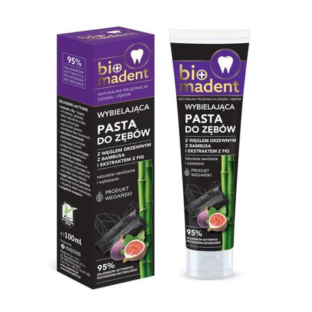 BIO MADENT Wybielająca pasta do zębów z węglem drzewnym z bambusa i ekstraktem z fig 100 ml (1)