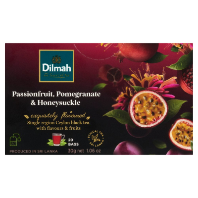 Dilmah Cejlońska herbata czarna aromatyzowana marakuja granat i wiciokrzew 30 g (20 x 1,5 g) (1)