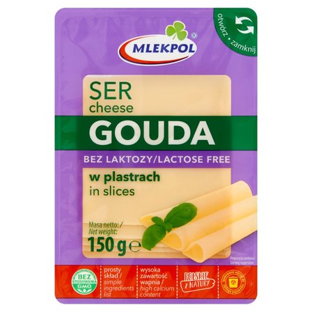 Mlekpol Bez laktozy Ser Gouda w plastrach 150 g (1)