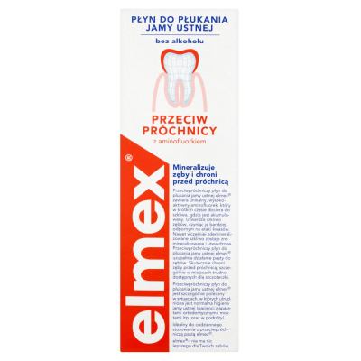 Elmex Przeciw Próchnicy z aminofluorkiem Płyn do płukania jamy ustnej bez alkoholu 400 ml (1)