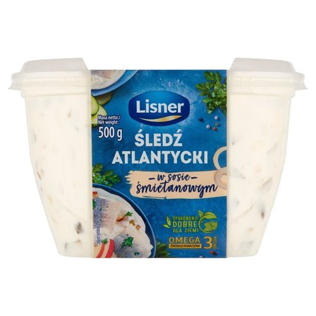 Lisner Śledź atlantycki filety w sosie śmietanowym 500 g (1)