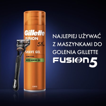 Gillette Fusion Żel do golenia z olejkiem migdałowym, do skóry wrażliwej, 200 ml (7)
