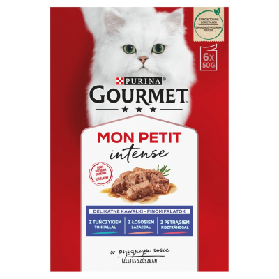 Gourmet Mon Petit Intense Karma dla kotów delikatne kawałki w pysznym sosie 6 x 50 g (1)