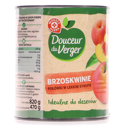 Wiodąca marka brzoskwinie połówki w syropie 820g/470g (5)