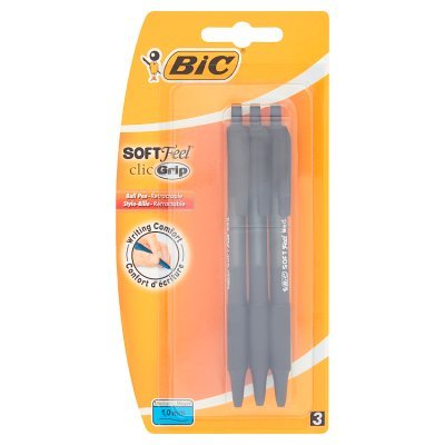 BiC Soft Feel Clic Grip Długopis automatyczny czarny 3 sztuki (1)