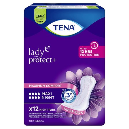 TENA Lady Protect+ Maxi Pieluchy anatomiczne na noc 12 sztuk (1)