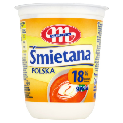Mlekovita Śmietana Polska gęsta 18% 400 g (1)