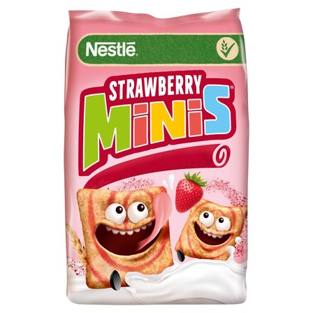 Nestlé Strawberry Minis Zbożowe kwadraciki o smaku truskawkowym 450 g (1)