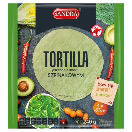 Sandra Tortilla pszenna o smaku szpinakowym 240 g (4 x 60 g) (1)