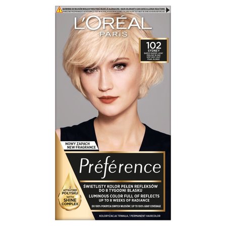 L'Oréal Paris Préférence Farba do włosów bardzo bardzo jasny perłowy blond 102 Sydney (1)
