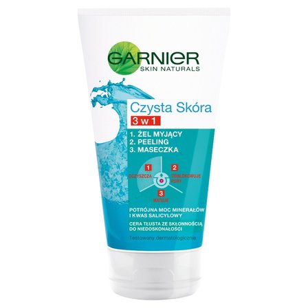 Garnier Czysta Skóra 3 w 1 Żel myjący + peeling + maseczka 150 ml (1)