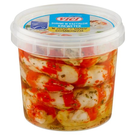 Vici Surimi w kształcie krewetek w oleju o smaku czosnkowym 320 g (3)