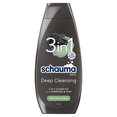 Schauma Men Deep Cleansing Szampon do włosów twarzy i ciała dla mężczyzn z węglem i glinką 400 ml (1)