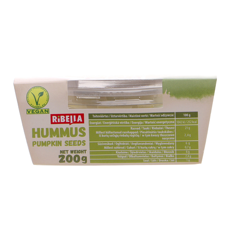 Ribella hummus pasta z ciecierzycy z pestkami dyni 200g (2)