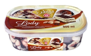 WM lody o smaku tiramisu i serka mascarpone z sosem o smaku czekoladowym 16 %, posypane biszkoptami (1)