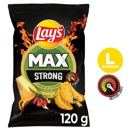 Lay's Max Strong Chipsy ziemniaczane karbowane o smaku sera i ostrej papryki 120 g (2)