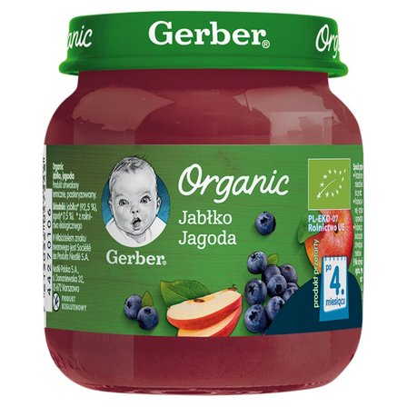 Gerber Organic Jabłko jagoda po 4. miesiącu 125 g (1)