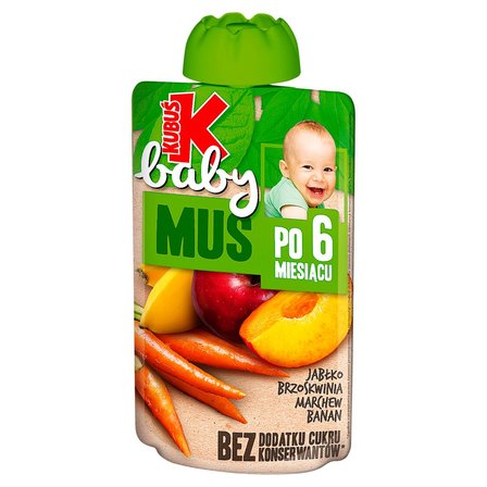 Kubuś Baby Mus po 6 miesiącu jabłko brzoskwinia marchew banan 100 g (1)