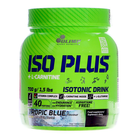 OLIMP ISO PLUS + L- CARNITINE O SMAKU TROPIC BLUE 700G (1)