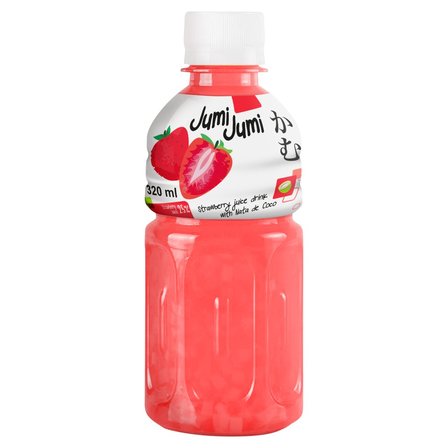 JumiJumi Napój truskawkowy z kawałkami galaretki kokosowej nata de coco 320 ml (1)