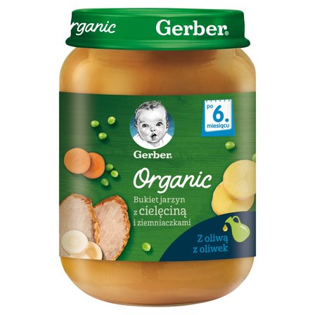 Gerber Organic Bukiet jarzyn z cielęciną i ziemniaczkami dla niemowląt po 6. miesiącu 190 g (1)