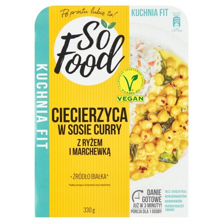 So Food Kuchnia Fit Ciecierzyca w sosie curry z ryżem i marchewką 330 g (1)