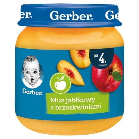 Gerber Mus jabłkowy z brzoskwiniami dla niemowląt po 4. miesiącu 125 g (1)