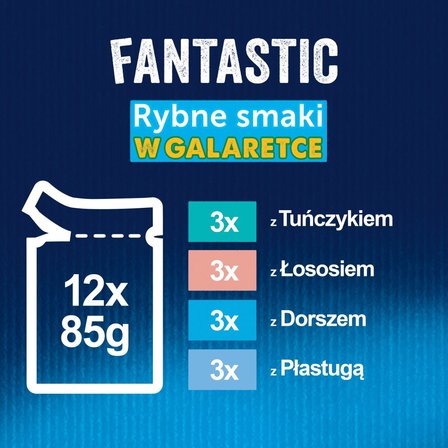 Felix Fantastic Karma dla kotów rybne smaki w galaretce 1,02 kg (12 x 85 g) (5)