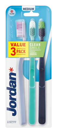 Jordan, Clean Smile Medium 3-pack, Szczoteczki do zębów średnie (1)