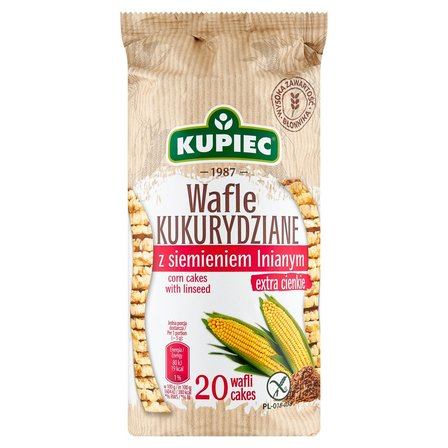 Kupiec Wafle kukurydziane z siemieniem lnianym extra cienkie 105 g (20 sztuk) (1)