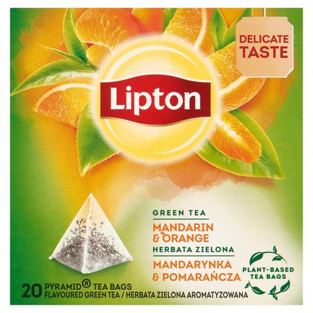 Lipton Herbata zielona aromatyzowana mandarynka & pomarańcza 36 g (20 torebek) (1)