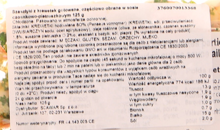 Scapmaree szaszłyki z krewetek gotowane w sosie czosnkowo - pietruszkowym 125g (DOSTAWY W CZWARTKI) (2)