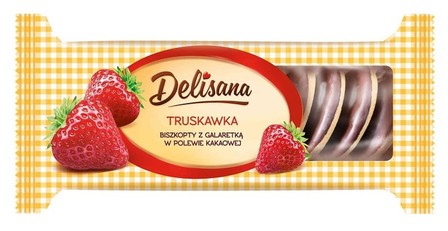 Delisana Biszkopt z galaretką truskawkową w polewie kakaowej 135g (1)