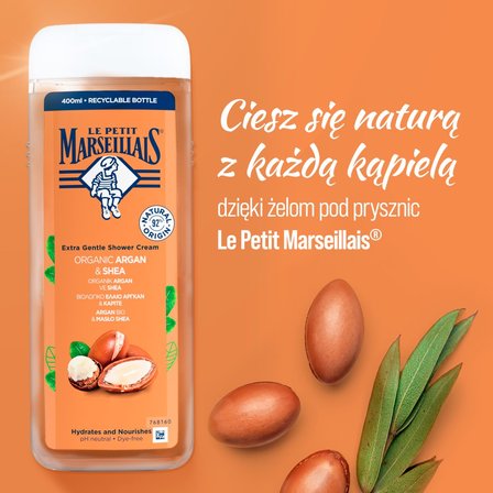 Le Petit Marseillais Kremowy żel pod prysznic argan bio & masło shea 400 ml (2)