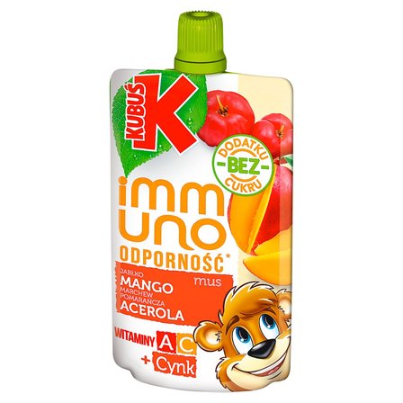 Kubuś Immuno Odporność Mus jabłko mango marchew pomarańcza acerola 100 g (1)