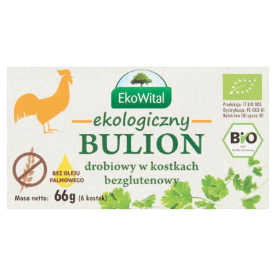 EkoWital Ekologiczny bulion drobiowy BIO w kostkach 66 g (6 sztuk) (1)