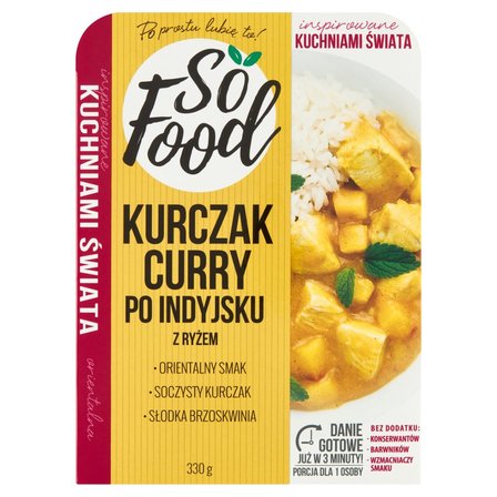 So Food Inspirowane Kuchniami Świata Kurczak curry po indyjsku z ryżem 330 g (1)