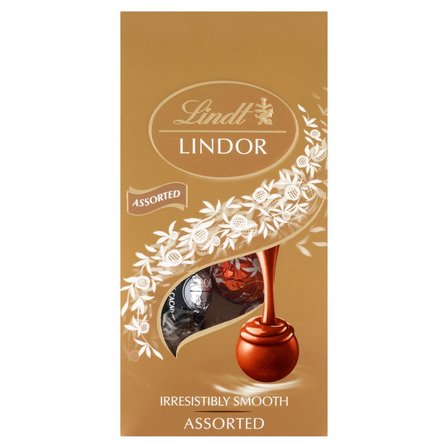 Lindt Lindor Praliny z czekolady mlecznej gorzkiej i białej z nadzieniem 100 g (1)