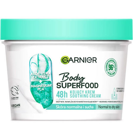 GARNIER Body SuperFood Kojący Krem do ciała Aloe Vera Extract+Magnesium PCA - skóra normalna i sucha 380 ml (1)