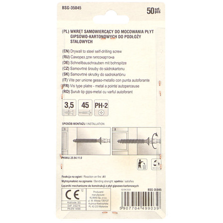 KLIMAS WKRĘTY SAMOWIERCĄCE DO MOCOWANIA 3,5X45 (2)