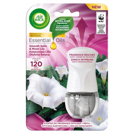 Air Wick Essential Oils Elektryczny odświeżacz i wkład księżycowa lilia otulona satyną 19 ml (1)