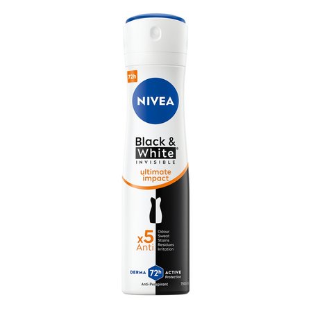 Nivea Black&White Invisible Ultimate Impact Antyperspirant Spray 150ml (1)