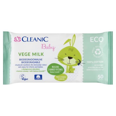 Cleanic Baby Vege Milk Chusteczki dla niemowląt i dzieci 50 sztuk (1)