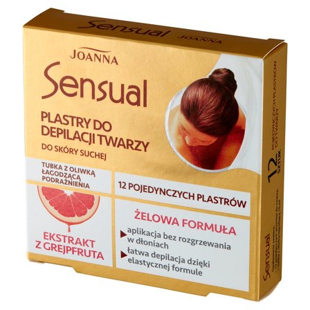 Joanna Sensual Plastry do depilacji twarzy do skóry suchej 12 sztuk i Tubka z oliwką łagodzącą 10 ml (2)