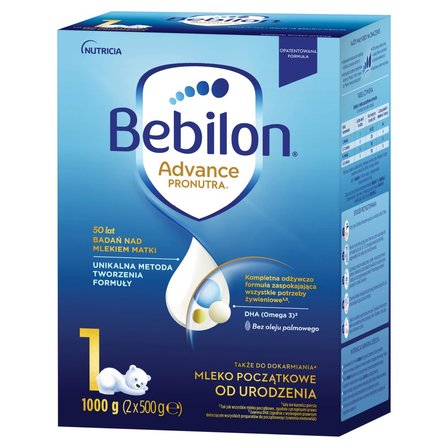 Bebilon 1 Advance Pronutra Mleko początkowe od urodzenia 1000 g (2 x 500 g) (2)