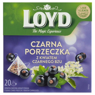 Loyd Herbatka owocowa aromatyzowana o smaku czarnej porzeczki z kwiatem czarnego bzu 40 g (20 x 2 g) (1)