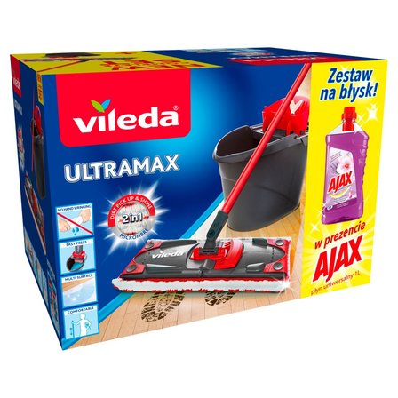 Vileda UltraMax Mop z wiaderkiem i Ajax Płyn uniwersalny 1 l (1)