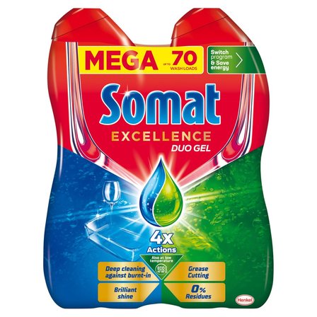 Somat Excellence Duo Gel Żel do mycia naczyń w zmywarkach 2 x 630 ml (1)