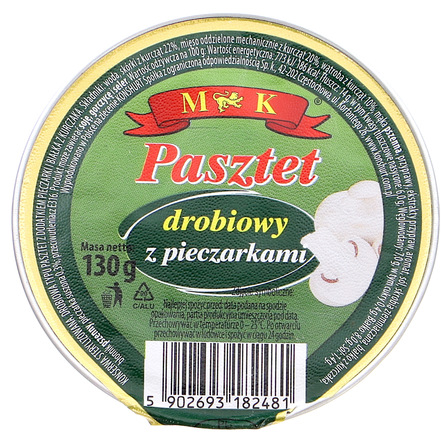 MK PASZTET DROBIOWY Z PIECZARKAMI 130G (1)