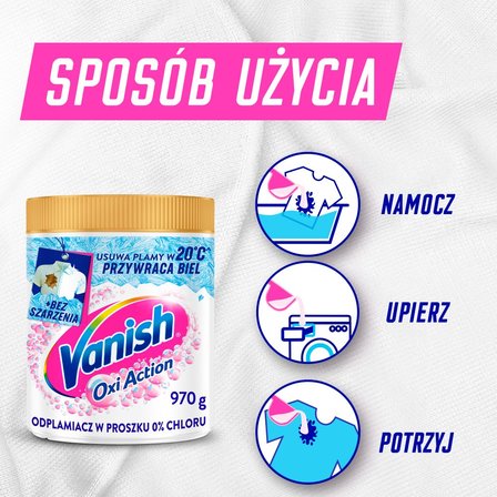 Vanish Oxi Action Crystal White Odplamiacz do tkanin w proszku 970 g (7)